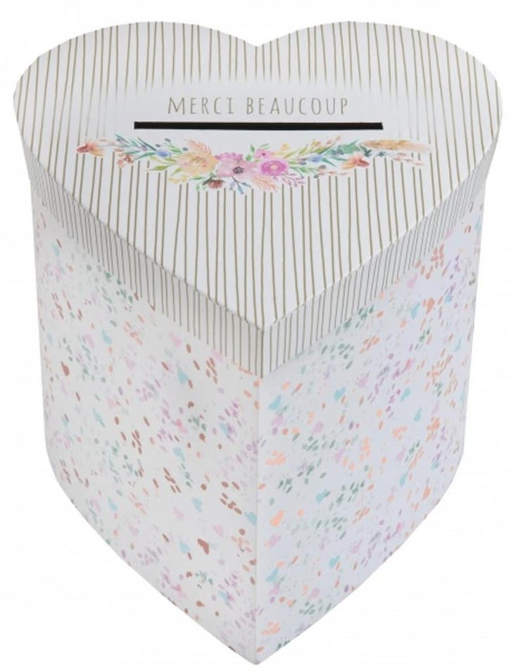 Hartvormige enveloppendoos c.q. moneybox Floral Wedding, Hobby en Vrije tijd, Feestartikelen, Geboorte of Huwelijk, Nieuw, Versiering