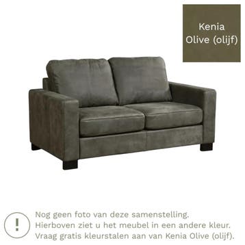 Leren bank Energy - 2 zits - Kenia Olive (olijf) - Poten, 150 tot 200 cm, Nieuw, Ophalen of Verzenden, Rechte bank