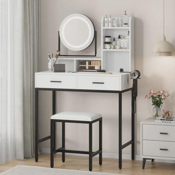 Make-up Tafel met Verlichte Spiegel, 3 Lichtstanden & Föhn-h, Verzenden, Nieuw