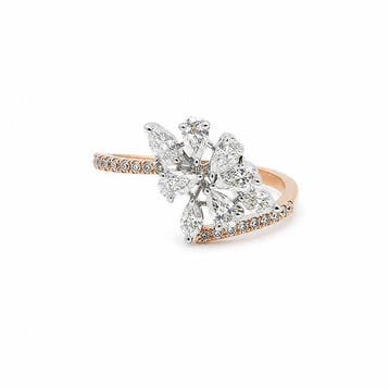 Cocktailring - 18 karaat Roségoud, Witgoud - 1.16ct. tw.