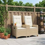 vidaXL Ligbank met tafel Beige en Crème Wit 126 x 65 x 112, Tuin en Terras, Verzenden, Nieuw, Rotan