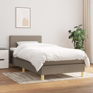vidaXL Boxspring met matras stof taupe 90x190 cm, Huis en Inrichting, 90 cm, Eenpersoons, Verzenden, Nieuw