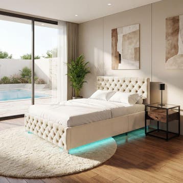 Beddenset gestoffeerd bed met matras, Verzenden, Nieuw