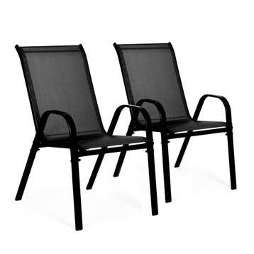 Tuinstoelen Set 2 Zwart | Stapelbaar | Nieuw | OP=OP, Tuin en Terras, Tuinstoelen, Ophalen of Verzenden, Nieuw, Metaal, Stapelbaar