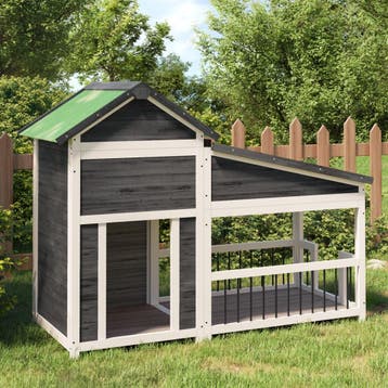 vidaXL Hondenhok 143x60,5x109 cm massief grenenhout grijs, Verzenden, Nieuw
