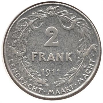 zilveren 2 Belgische Franc (1866-1912) (prijs per stuk), Verzenden, Munten