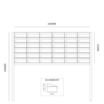 Brievenbusunit Hive set vrijstaand 6-breed, 6-hoog - zwart, Verzenden, Nieuw