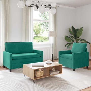 vidaXL Bankstel 2 st Turquoise Fluweel, Verzenden, Nieuw, Stof, Minder dan 150 cm