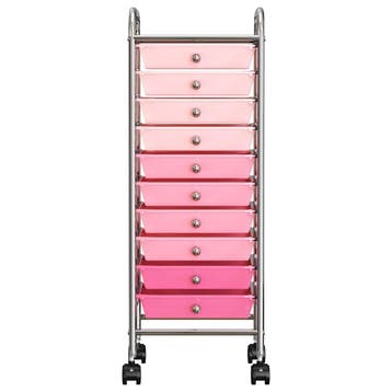 vidaXL Opbergtrolley met 10 lades mobiel kunststof ombre, Verzenden, Nieuw