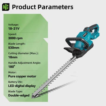 Accu Heggenschaar 53cm - 3000 RPM - 180° Verstelbaar - Makit, Verzenden, Nieuw
