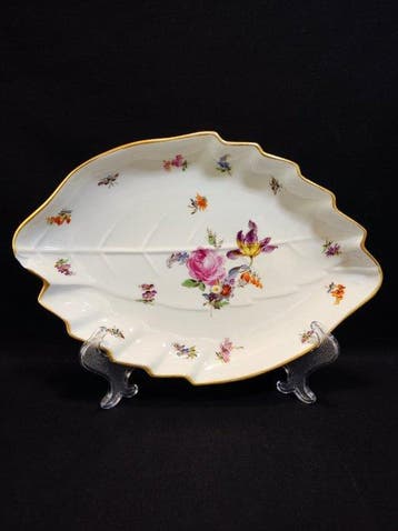 Meissen - Schotel - Blattschale/Beilagenschale Blumen- und