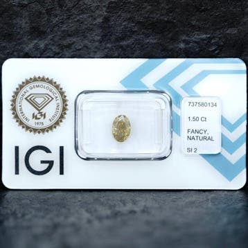 1 pcs Diamant (Natuurlijk gekleurd) - 1.50 ct - Ovaal -, Sieraden, Tassen en Uiterlijk, Edelstenen, Nieuw