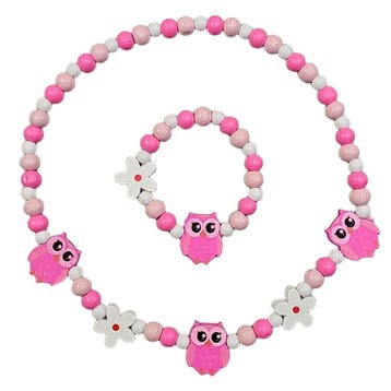 Fako Bijoux - Kinderketting en Armband - Hout - Uiltjes &, Verzenden, Nieuw