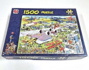 Vintage Jan van Haasteren – Air Show, puzzel van 1500, Hobby en Vrije tijd, Verzenden, Gebruikt