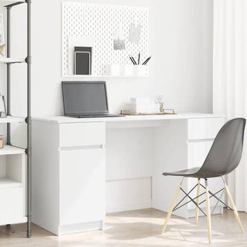 vidaXL Bureau Wit Bewerkt hout 140 x 49 x 76 cm, Verzenden, Nieuw