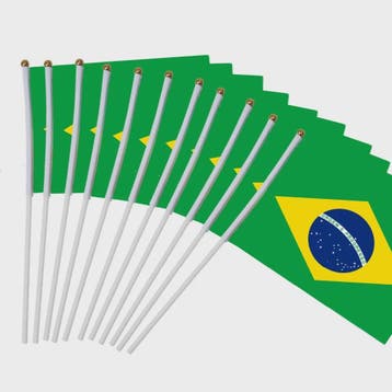 Set van 10 Braziliaanse Wapperende Vlaggetjes 14x21cm met Pl, Verzenden, Nieuw