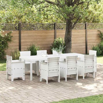 vidaXL Tuinstafel Wit 250 x 100 x 73 cm poly rattan, Verzenden, Nieuw