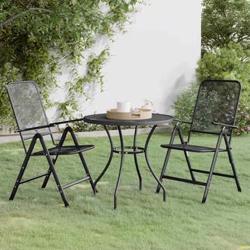 vidaXL 3-delige Tuinset metaalgaas antracietkleurig, Verzenden, Nieuw, 2 zitplaatsen, Tuinset