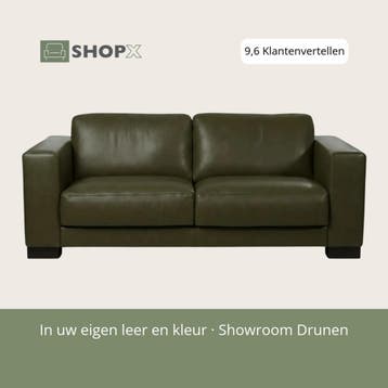 Leren bank Clear - 2,5 zits - Granada Moss (olijf/groen) -, Bohemian, Eigentijds, Modern, Retro, Vintage, Nieuw, Ophalen of Verzenden