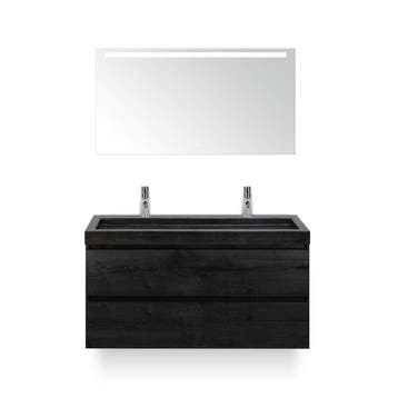 Maxx XL Badmeubelset 120 cm - Black Oak - Wastafel Lucca, Ophalen of Verzenden, Nieuw