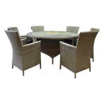 Capri Riccione dining tuinset 150 cm rond 7-delig grijs, Ophalen of Verzenden, Nieuw, Wicker