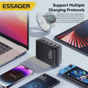 Essager 100W GaN Snellader USB-C PD QC 4.0 3.0 voor iPhone,, Verzenden, Nieuw