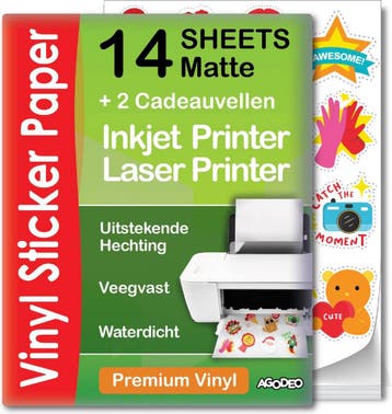 14 Matte Vinyl Stickervellen A4 Printer Paper -, Ophalen of Verzenden, Zo goed als nieuw, AgoDeo