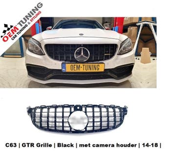 Grille voor C-Klasse C63 | GTR Style Full Black | 14-18 CAM, Voor, Mercedes-Benz, Nieuw, Ophalen of Verzenden
