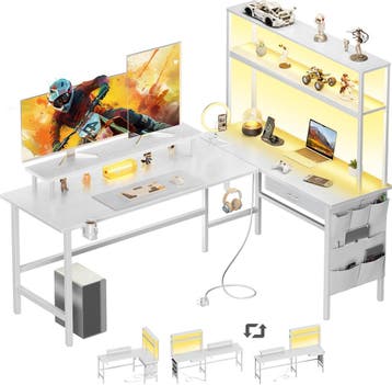 Gaming bureau - Gaming desk - Hoekbureau - 150x100 cm - Wit, Verzenden, Zo goed als nieuw