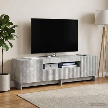 vidaXL LED tv-meubel EDE 153 x 35 x 43 cm Betongrijs Bewerkt, Minder dan 50 cm, Verzenden, Nieuw, Minder dan 100 cm