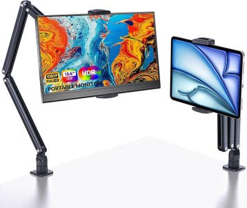 Monitor Standaard Zwart | 360 Draaibaar | Tweedekansje OP=OP, Ophalen of Verzenden, Zo goed als nieuw, Viking Choice, In hoogte verstelbaar