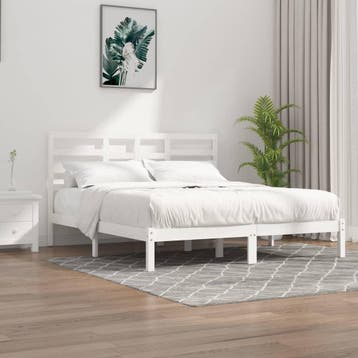 vidaXL Bedframe massief hout wit 200x200 cm, Huis en Inrichting, Slaapkamer | Bedden, Verzenden, Wit, Overige maten, 200 cm