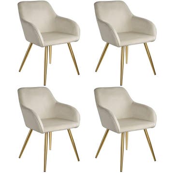 Eetkamerstoel Marilyn fluweellook, gouden poten - creme/goud, Huis en Inrichting, Stoelen, Verzenden, Nieuw