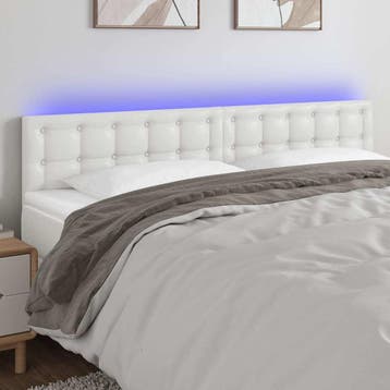 vidaXL Hoofdbord LED 160x5x78/88 cm kunstleer wit, Verzenden, Nieuw, Wit, Overige materialen