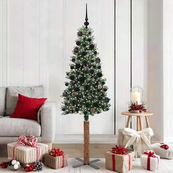vidaXL Slanke Kerstboom Groen 180 cm PVC en massief, Diversen, Kerst, Verzenden, Nieuw