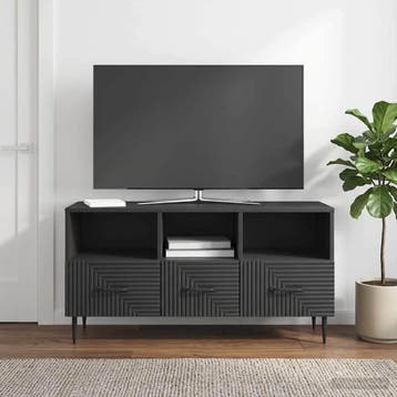 vidaXL TV-kast met lade Zwart 102 x 34,5 x 50 cm Bewerkt, Minder dan 50 cm, Verzenden, Nieuw, Minder dan 100 cm