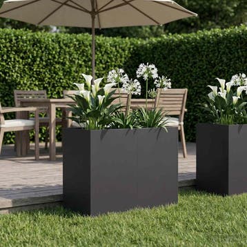 vidaXL Plantenbak Zwart 80 x 40 x 60 cm Koudgewalst staal, Tuin en Terras, Verzenden, Minder dan 60 cm, Nieuw, Metaal