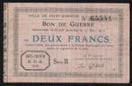 France 02 Saint-quentin Bon De Guerre 2 Francs 27/03/1915, Verzenden