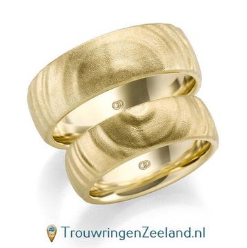 Trouwringen met geluidsgolven Zweiklang in geelgoud bre..., Verzenden, Nieuw
