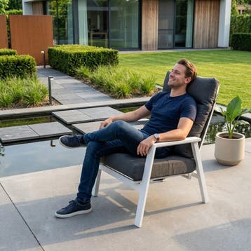 Vegas lounge tuinstoel verstelbaar aluminium wit, Tuin en Terras, Ophalen of Verzenden, Nieuw, Aluminium