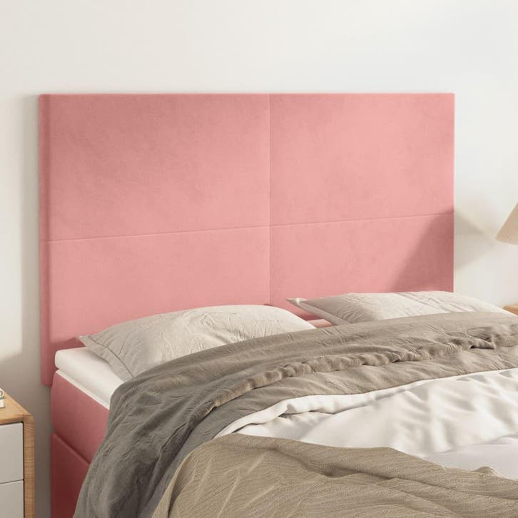 vidaXL Hoofdbord roze 144x5x118/128 cm fluweel, Huis en Inrichting, Slaapkamer | Bedden, Nieuw, Stof, Verzenden