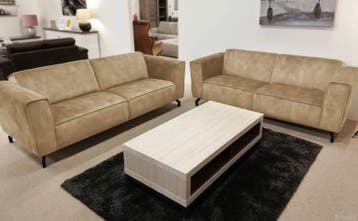 Bankstel Wolvega - rechte banken - Beige, Huis en Inrichting, Nieuw, Stof