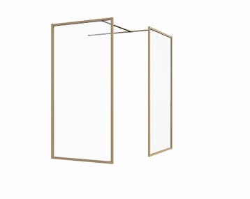 Douchewand 2 zijwanden Enzo Helder glas Mat Goud, Verzenden, Nieuw