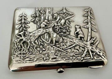 Sigarettendoos - .875 (84 Zolotniki) zilver - Russische, Antiek en Kunst