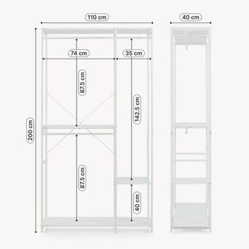Open kledingkast Verdfjorg met 3 kledingroedes 3 planken 200, Verzenden, Nieuw