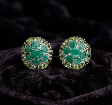 Zonder minimumprijs - Oorbellen Zilver - 4.10ct. tw. Smaragd, Sieraden, Tassen en Uiterlijk, Oorbellen, Nieuw