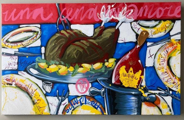 Selwyn Senatori (1973) - Una cena con amore, Antiek en Kunst, Kunst | Schilderijen | Modern