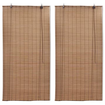 vidaXL Rolgordijnen 2 st 120x220 cm bamboe bruin, Verzenden, Nieuw, Bruin