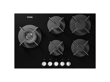 Etna - Gas Kookplaat - Zwart Glas, Witgoed en Apparatuur, Kookplaten, Verzenden, Nieuw, Gas, 5 kookzones of meer