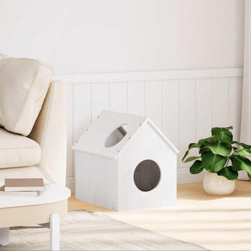 vidaXL Kattenhuis 41x50x50 cm massief grenenhout wit, Dieren en Toebehoren, Verzenden, Nieuw